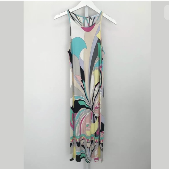 EMILIO PUCCI PINK MULTI PRINT SLEEVELESS DRESS MODEL 81RH61 SIZE IT 44 / US 10 - Picture 3 of 14